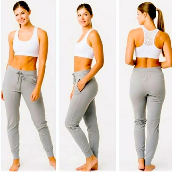 Gray Women's Jogger Pants Gray NWT heathered ascend bottom medium new drawstring - Picture 2 of 6
